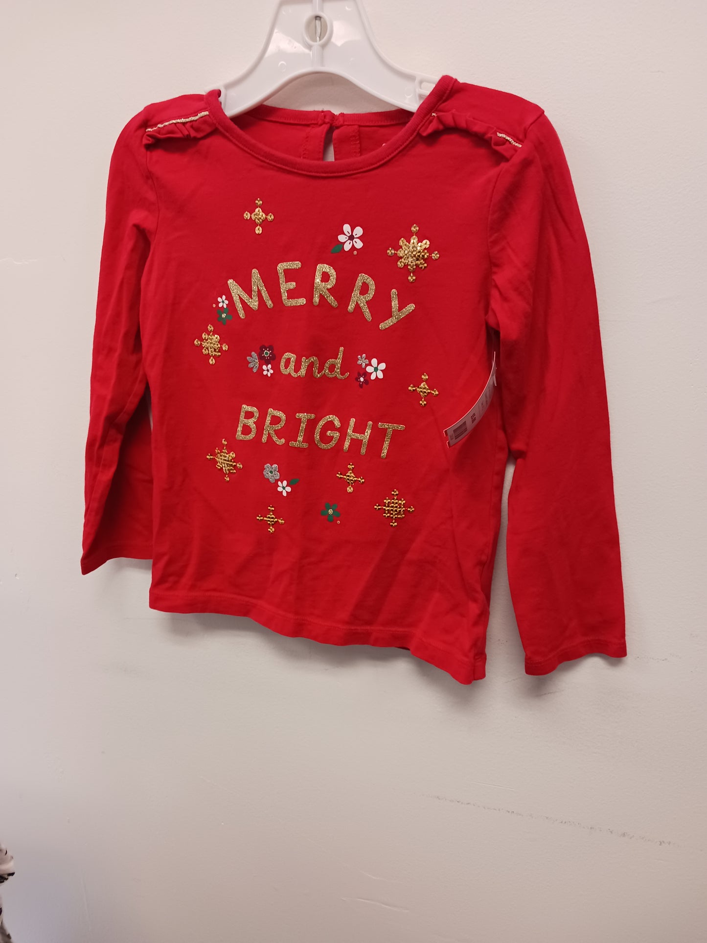 Red Merry And Bright Carters Longsleeve Shirt, 4T G