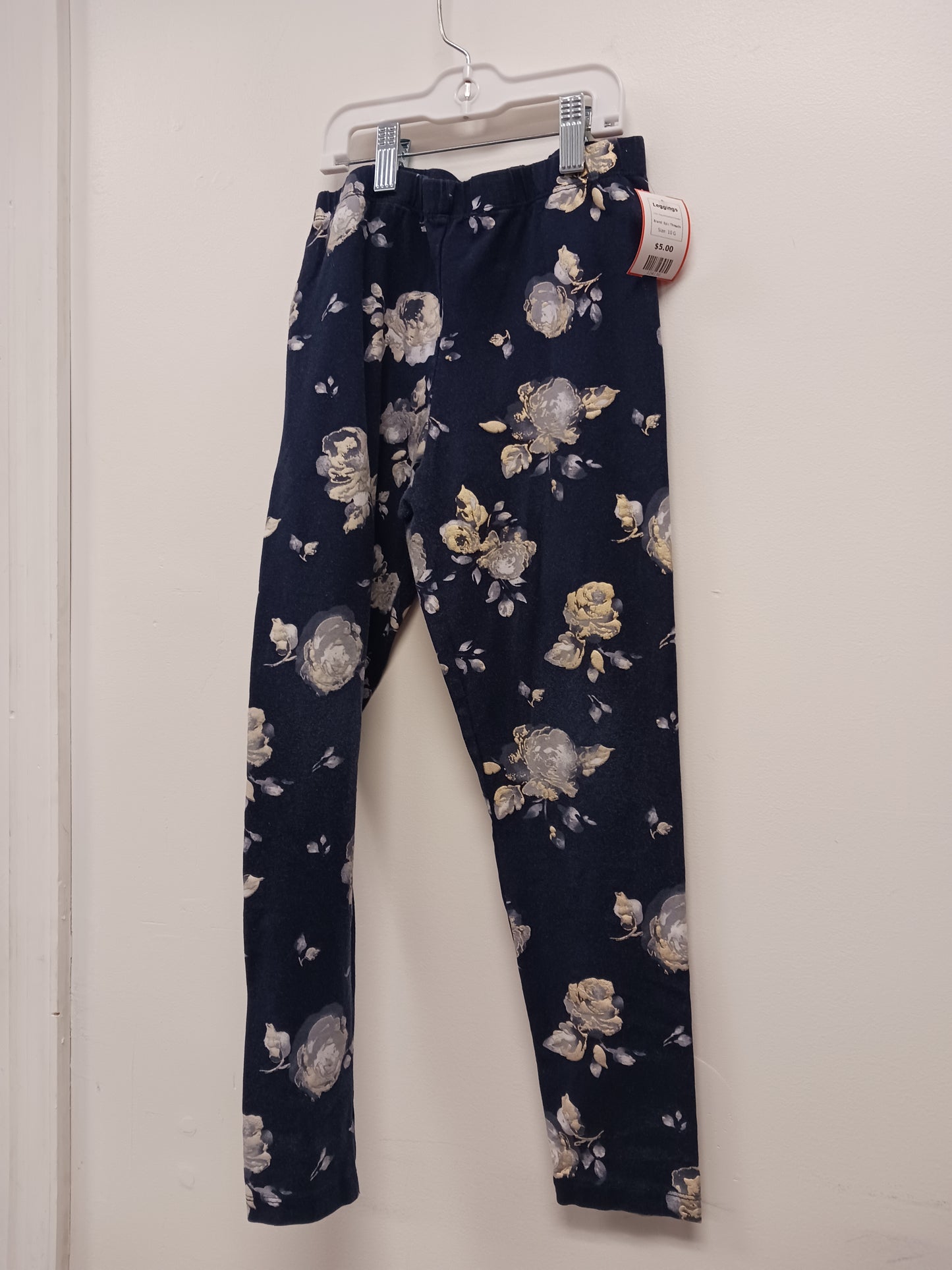 Navy/White/Gold Flowers Epic Threads Leggings, 10 G