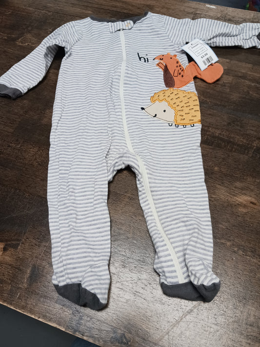 Grey/White Striped Gerber Sleeper, 3-6M B