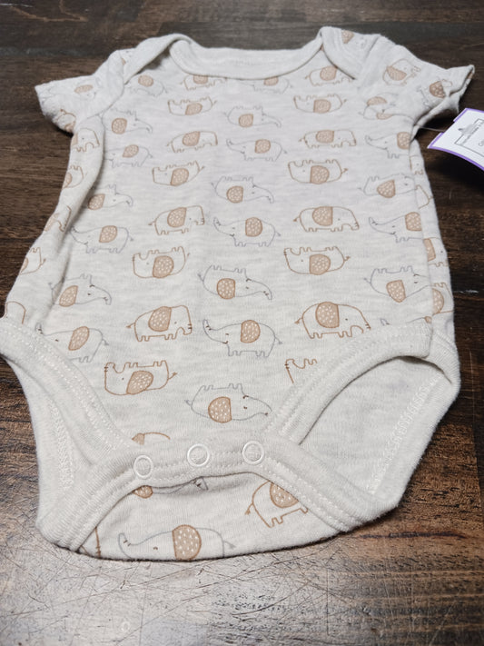 tan Little & Loved Elephant Onesie 0-3m, NB B