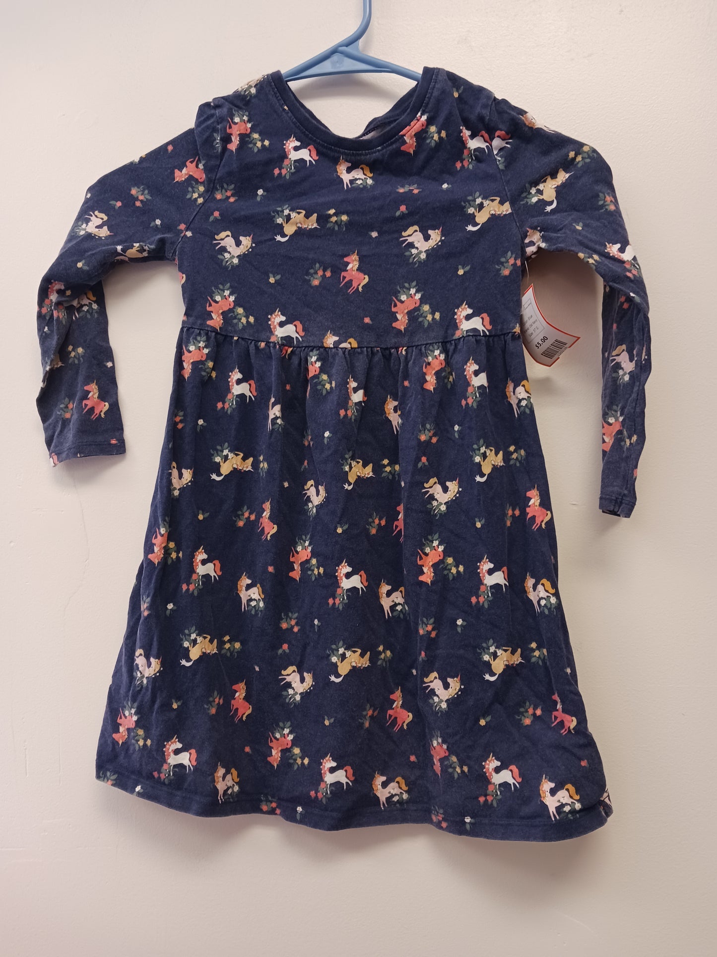 Blue Old Navy Long Sleeve Unicorn dress, 5T G