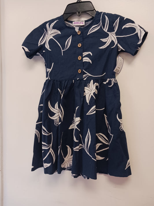 Navy/White Flower Gorlya Dress, 6 G