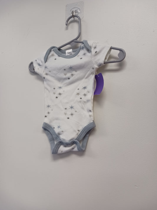 White/Blue Modern Baby Onesie, NB B