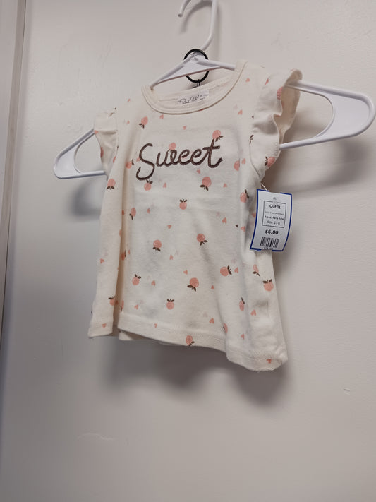 Cream/Pink Peach Rene Rofe Outfit, 2T G