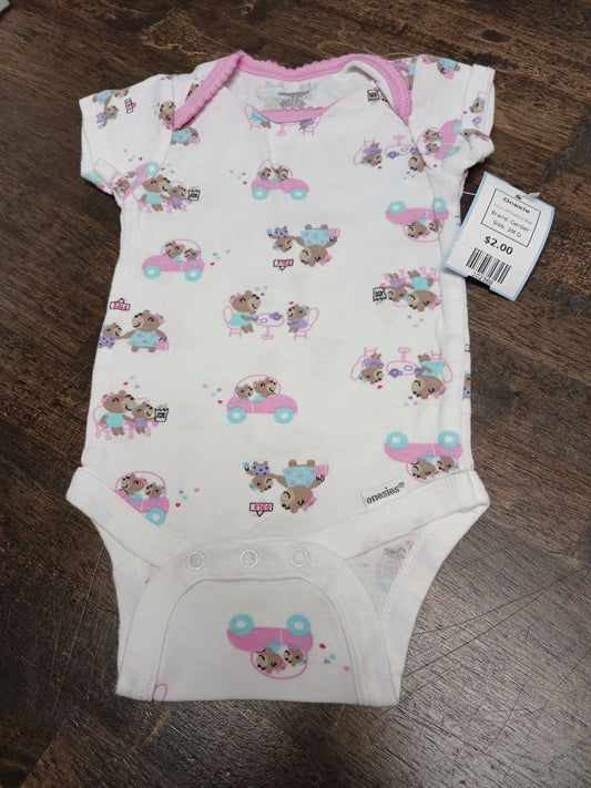 White/Pink Bear Gerber Onesie, 3M G