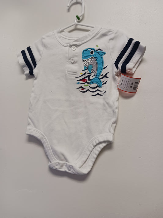 White/Blue Shark Garanimals Onesie, 18M B