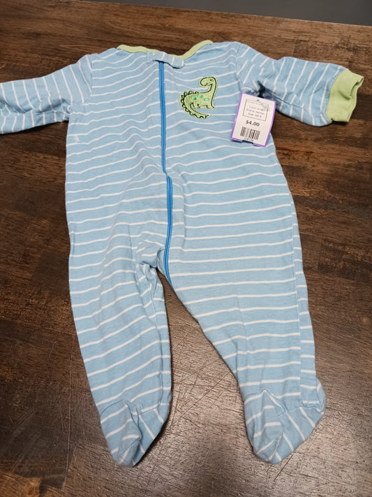 blue Gerber Dinosaur  Sleeper 0-3m, NB B