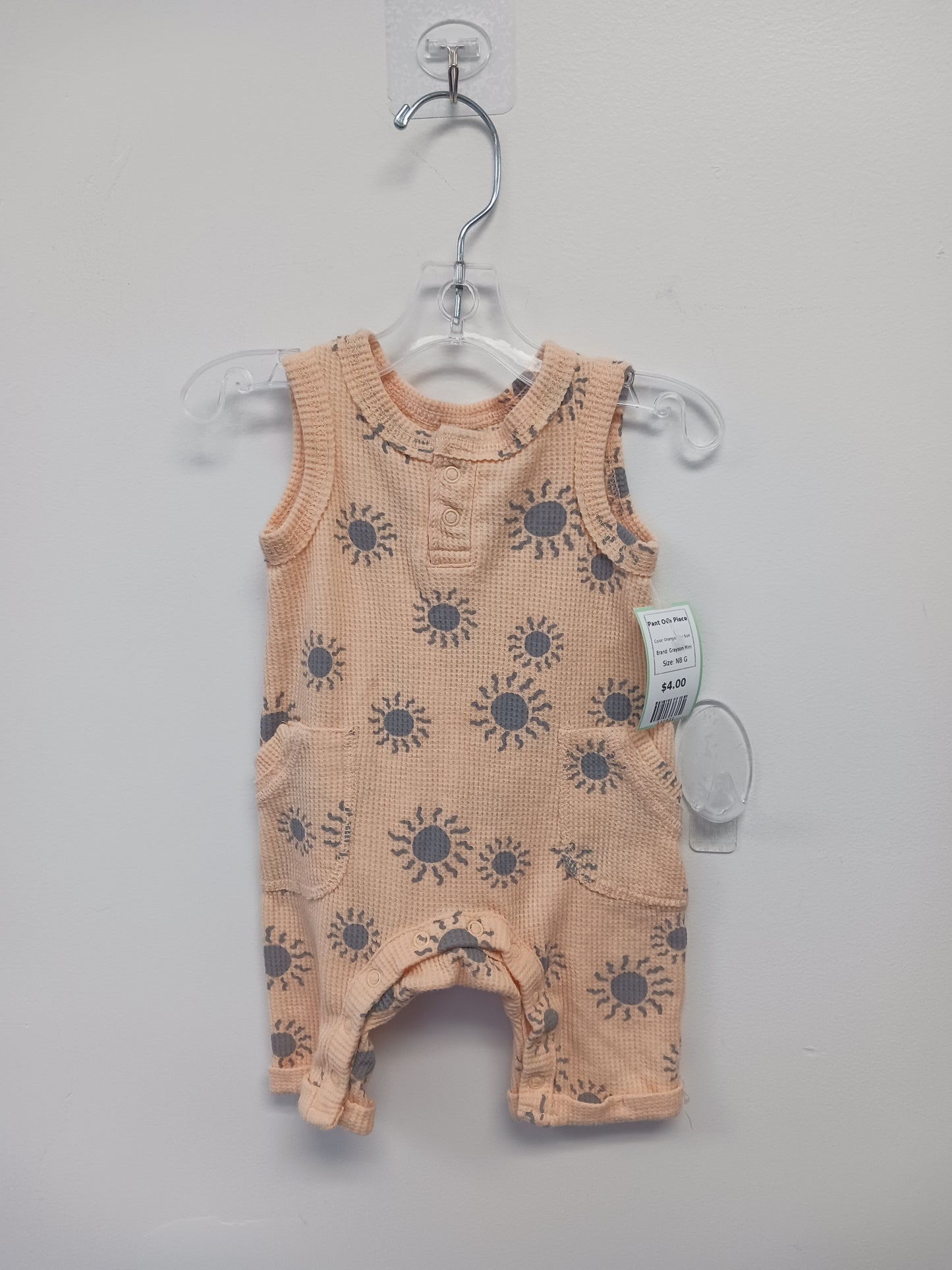 Orange/Grey Sun Grayson Mini Pant One Piece, NB G