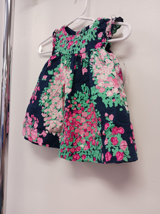 Navy/Green/Pink Flower Carters Dress, 3M G