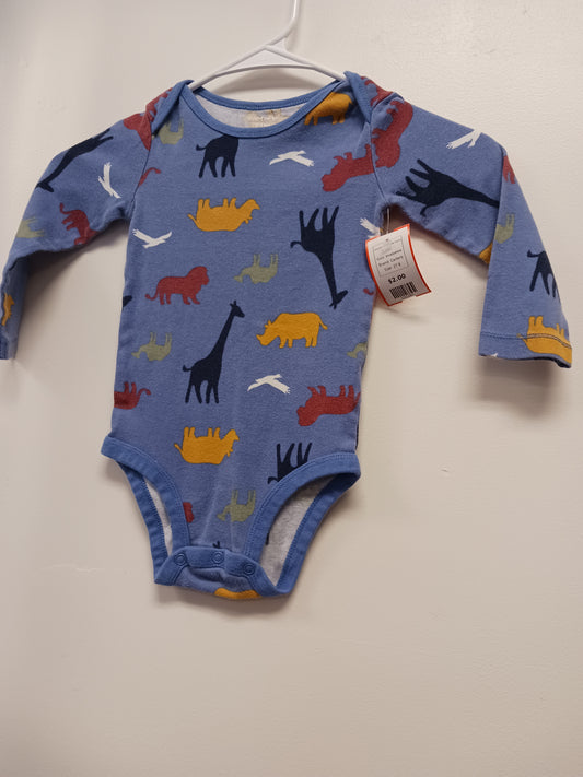 blue/yellow Carters Long Sleeve Animal Onesie, 2T B