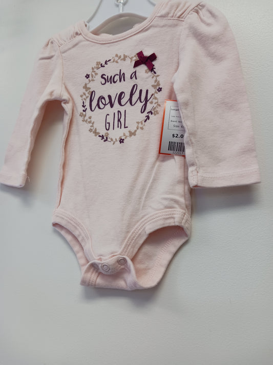 Pink Such A Lovely Girl Baby Starters Longsleeve Onesie, 6M G