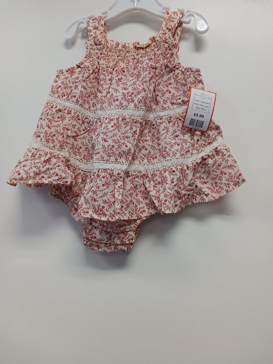 cream/red Ralph Lauren Flower One Piece Romper, 6M G