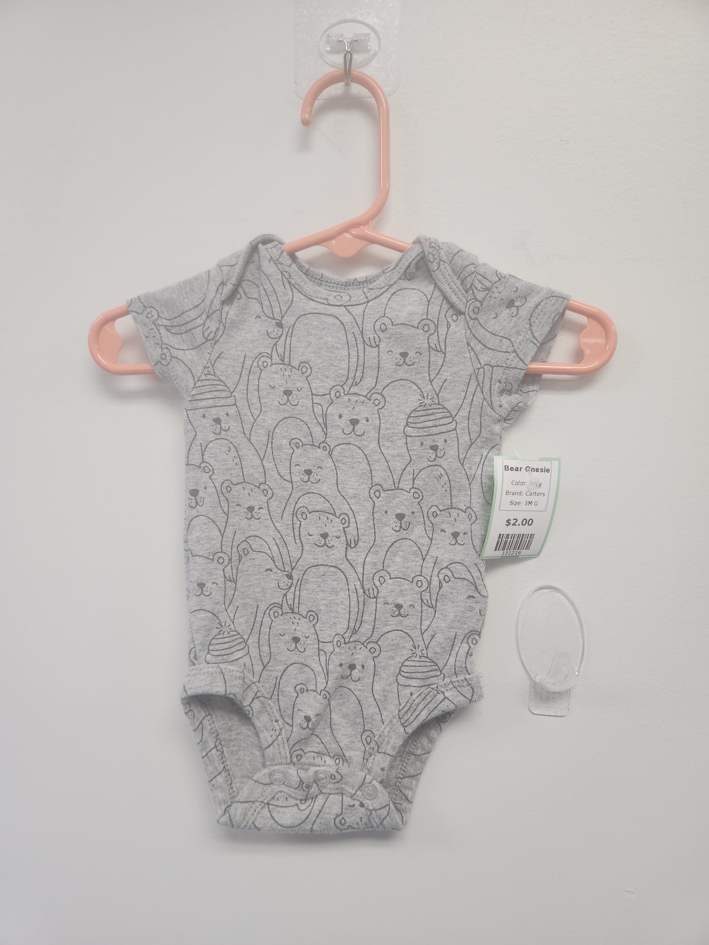 Grey Carters Bear Onesie, 3M G