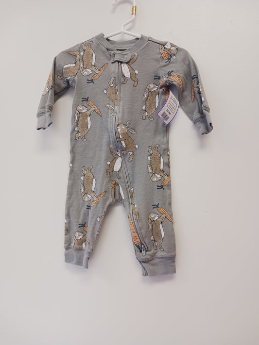 Grey Bunny Carters One Piece Pjs, 6M G