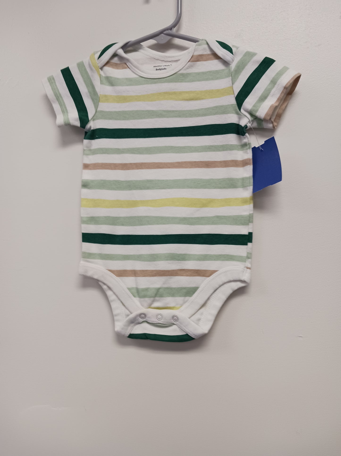 green/brown Members Mark Striped onesie, 6M B