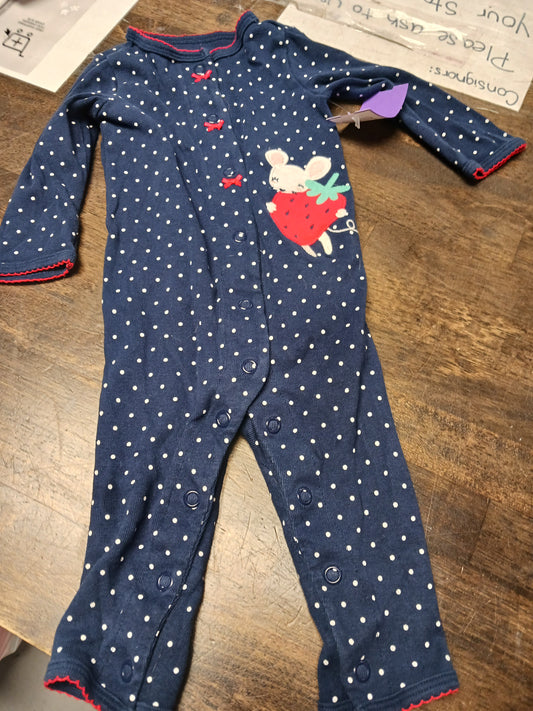 Navy/White Polka Dot Carters Pant One Piece, 6M G
