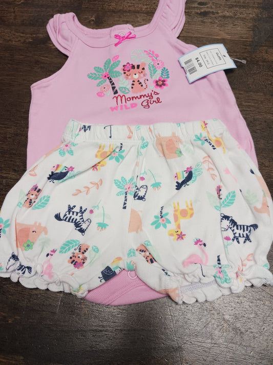 White/Pink Animal Little Wonders Outfit, 3M G