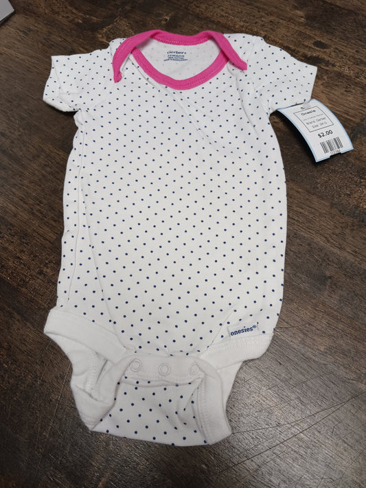 White/Navy Polka Dot Gerber Onesie, 3M G