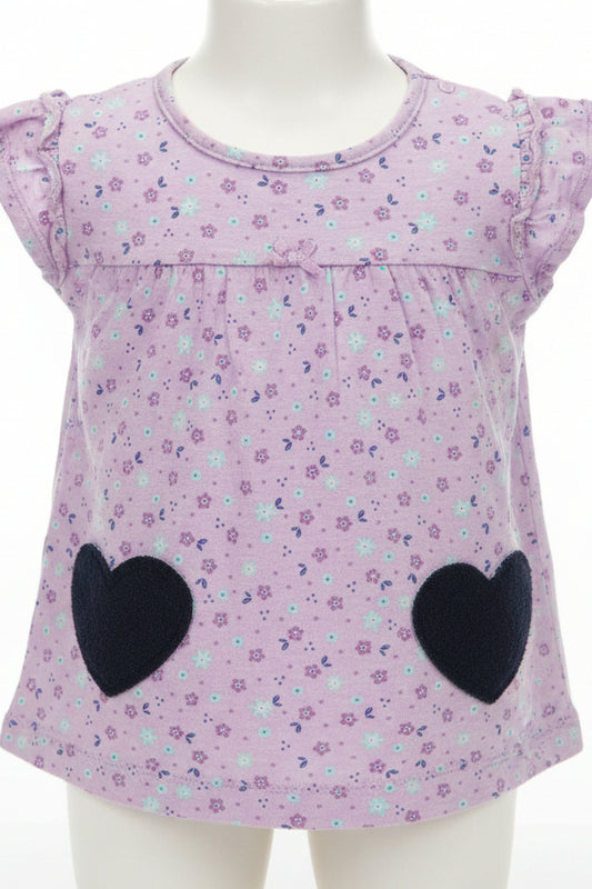 Purple/Blue Flower/Hearts Carters Shirt, 18M G