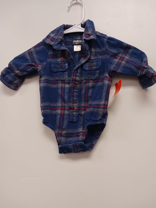Navy/Red Plaid Carters Flannel Onesie, 6M B