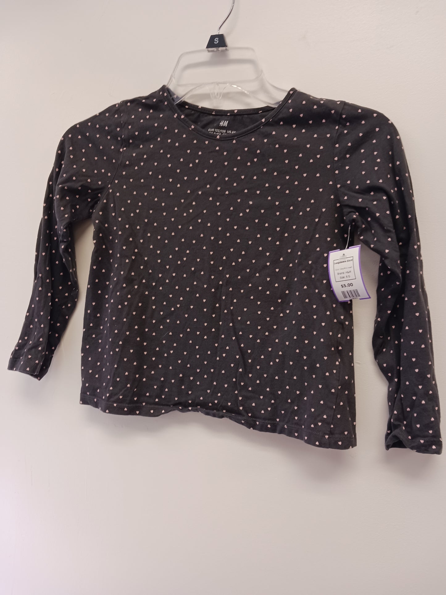 Grey/Pink Heart H&M Longsleeve Shirt, 6 G