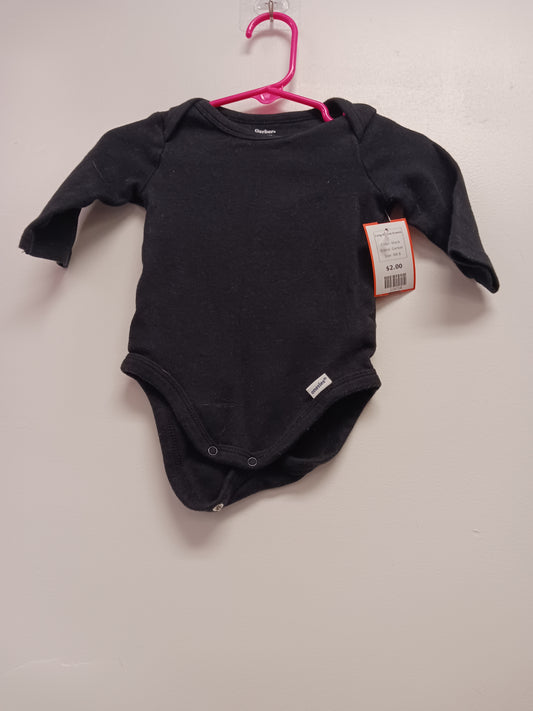 black Gerber Long Sleeve Onesie, NB B