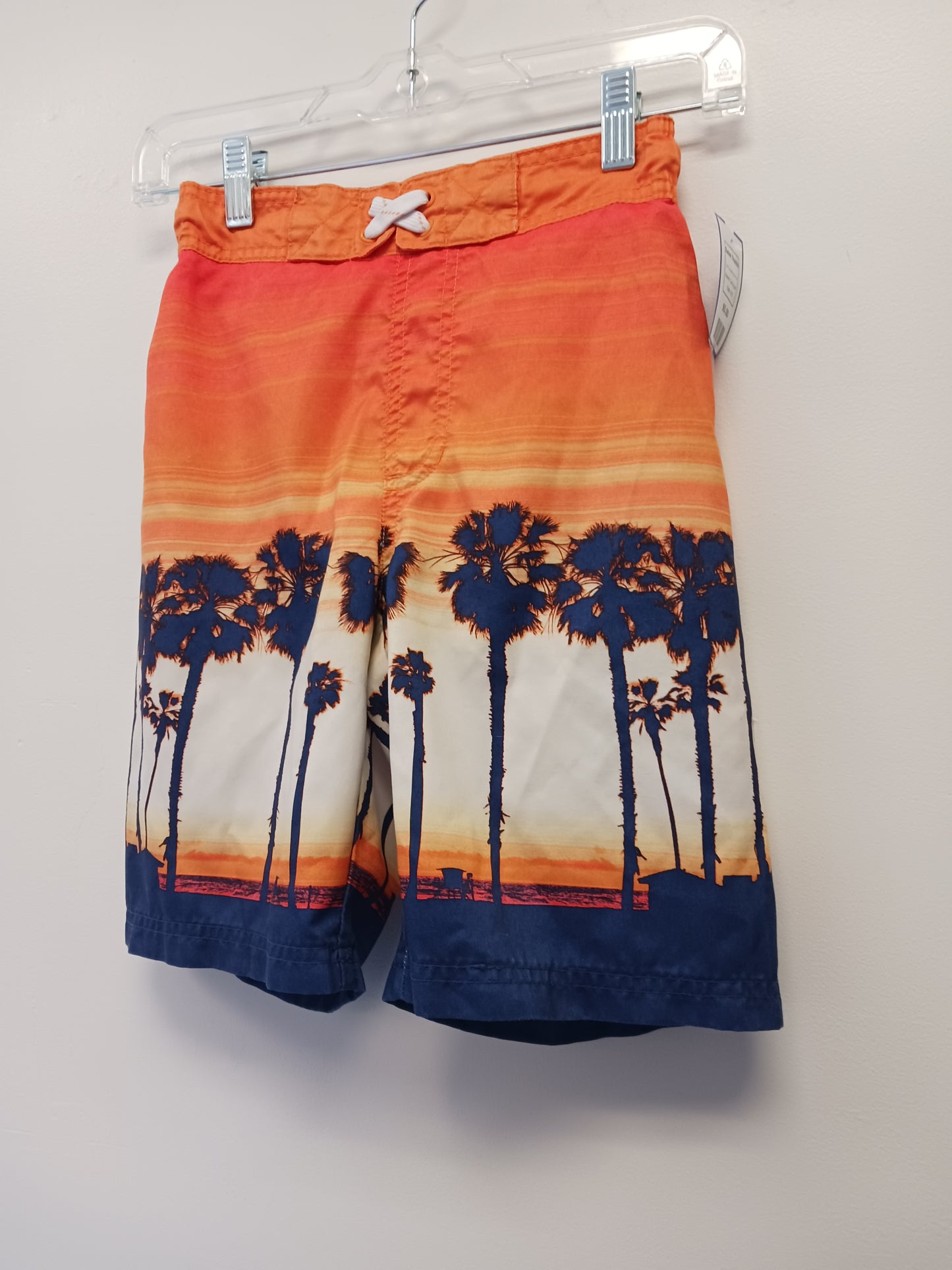Orange/Navy Palm Tree Cat & Jack Swim Trunks, 8 B