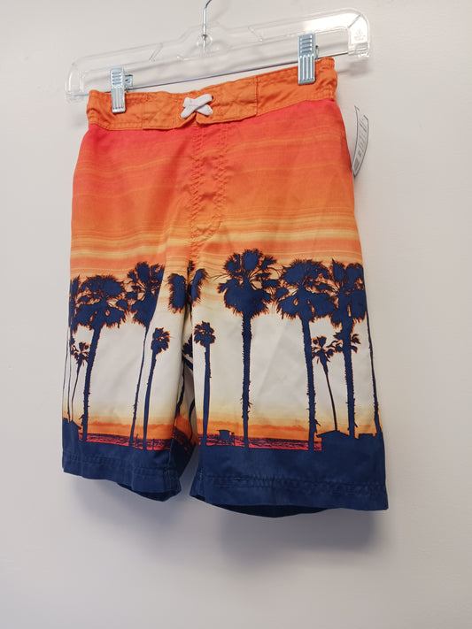 Orange/Navy Palm Tree Cat & Jack Swim Trunks, 8 B