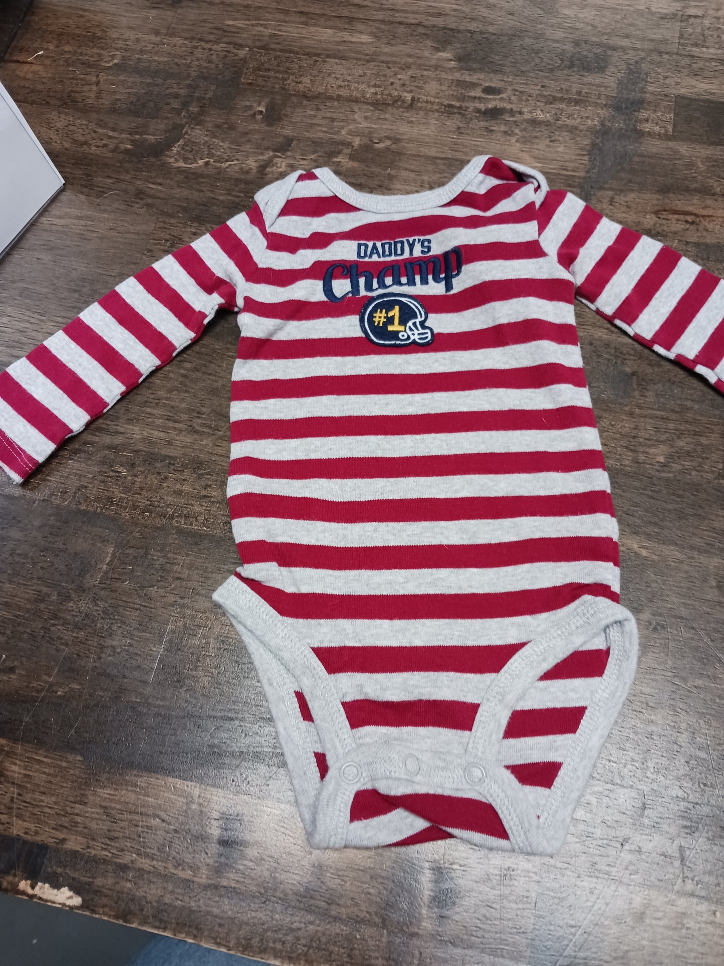 Red/Grey Daddys Champ Carters Longsleeve Onesie, 6M B