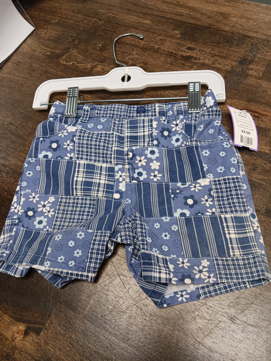 Blue/Flower Plaid Wonder Kids Shorts, 18M G