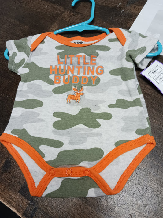 Green/Grey/Orange Camo CJP Baby Onesie, NB B