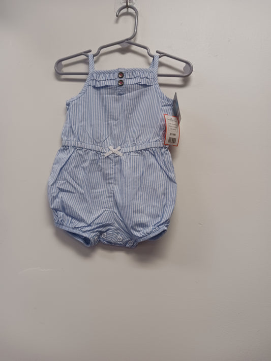 blue/white Carters Striped Tank Romper, 6M G