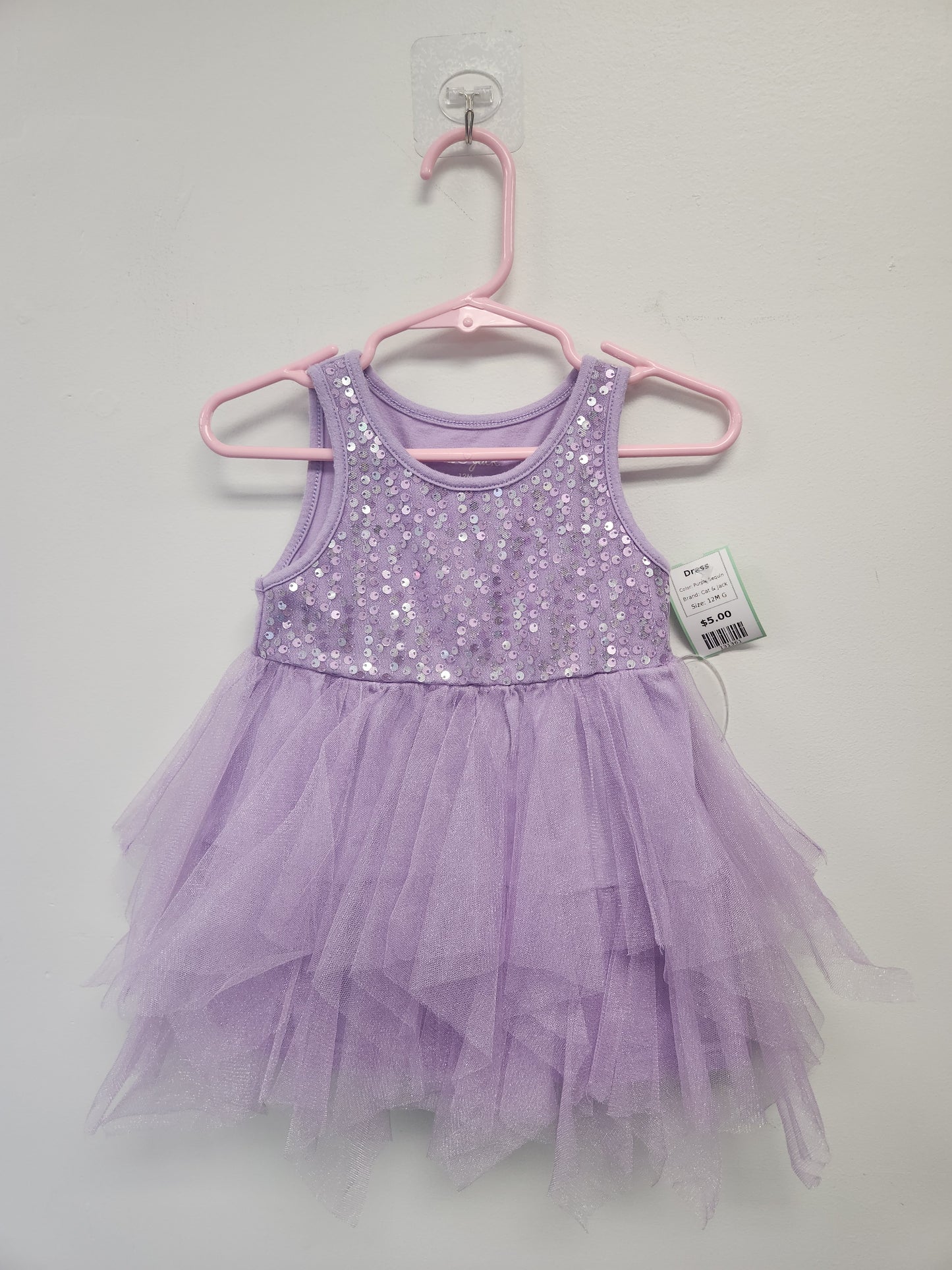 Purple Sequin Cat & Jack Dress, 12M G