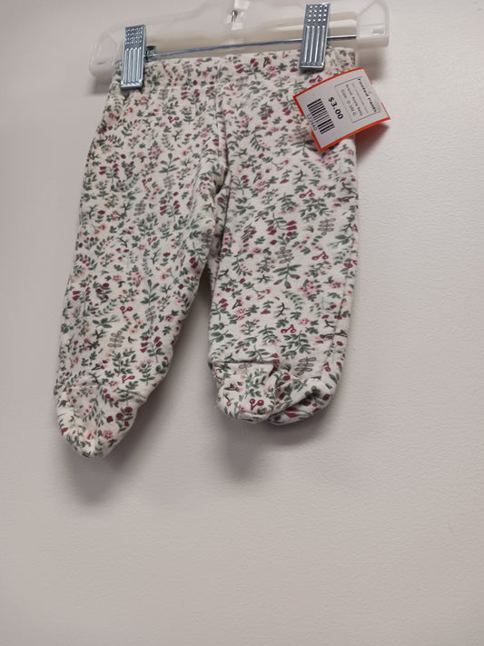 White/Pink/Green Flower Koala Baby Footed Pants, 0-3M G