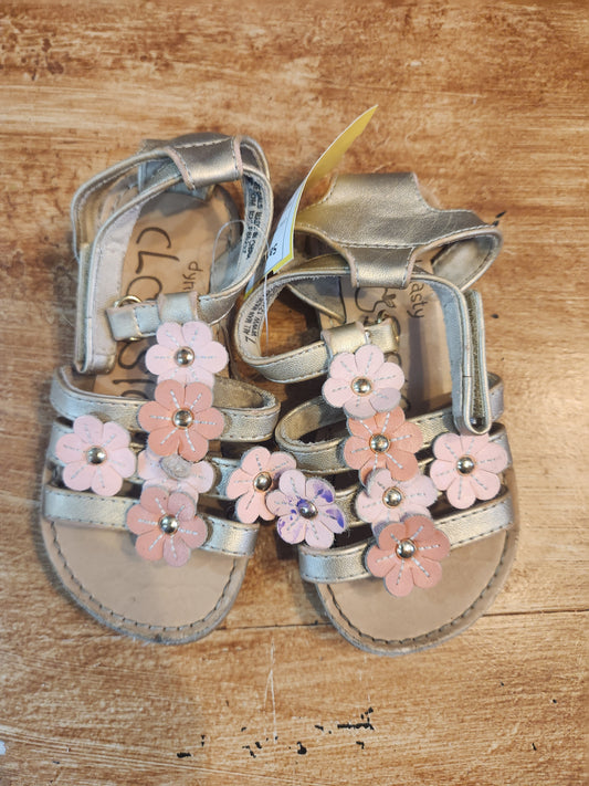 Gold/Pink Flowers Dynasty Classics Sandals, 7C G