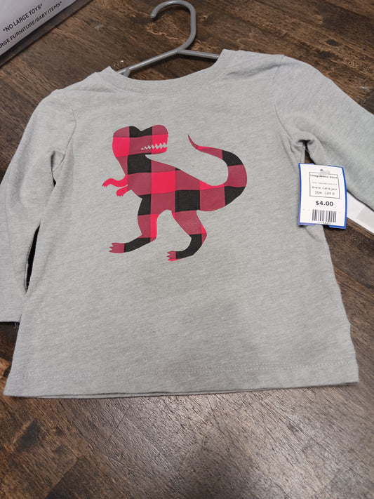 Grey/Red Plaid Dino Cat & Jack Longsleeve Shirt, 12M B