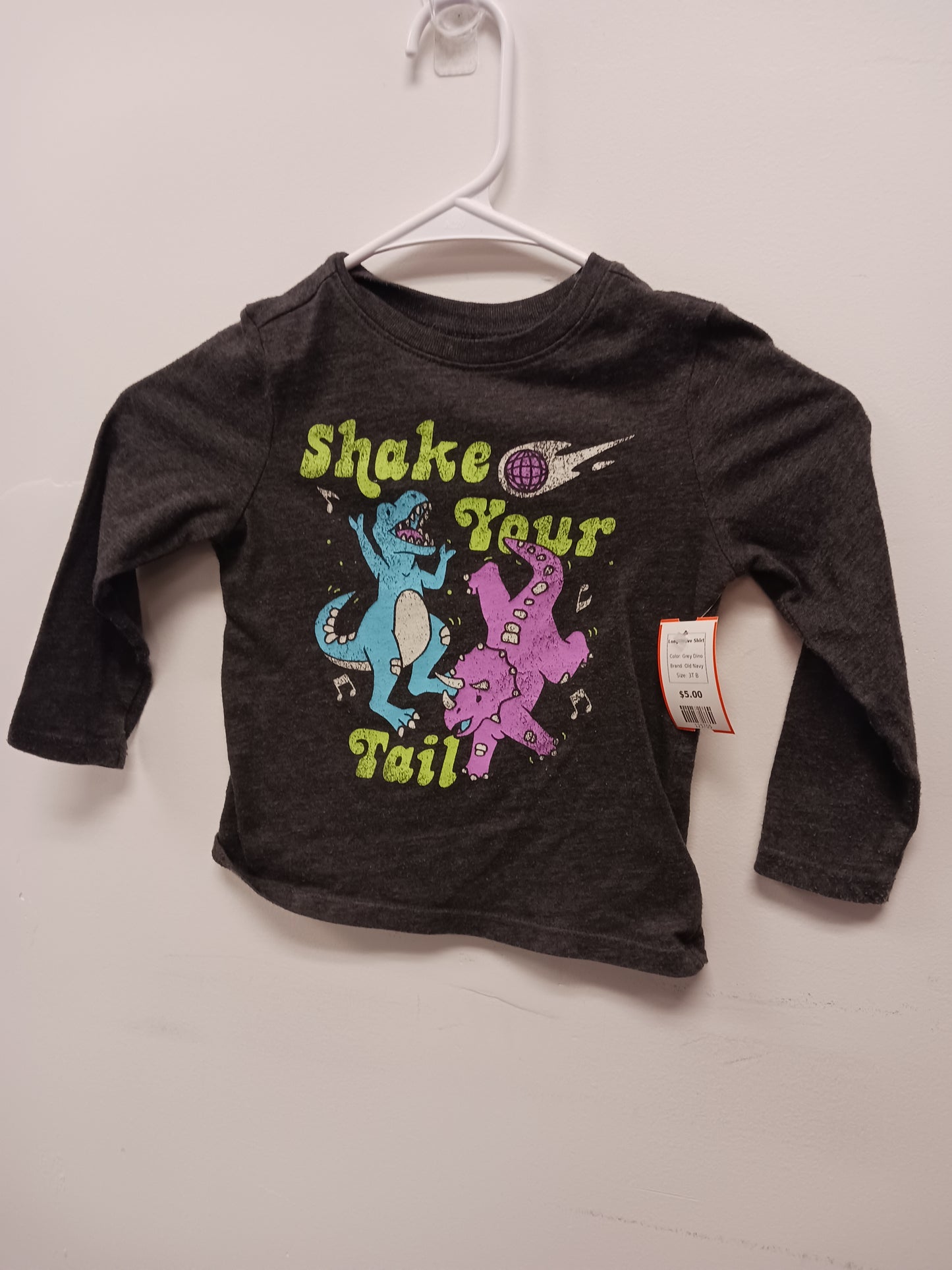 Grey Dino Old Navy Longsleeve Shirt, 3T B