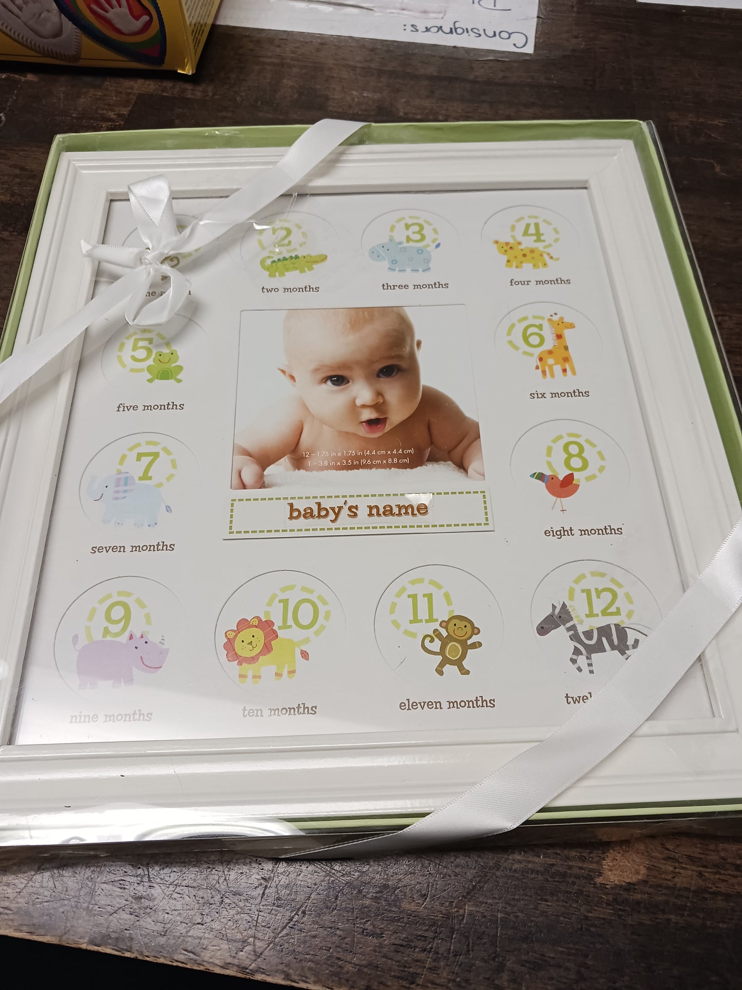 white Stepping Stones Baby Picture Frame by the Month