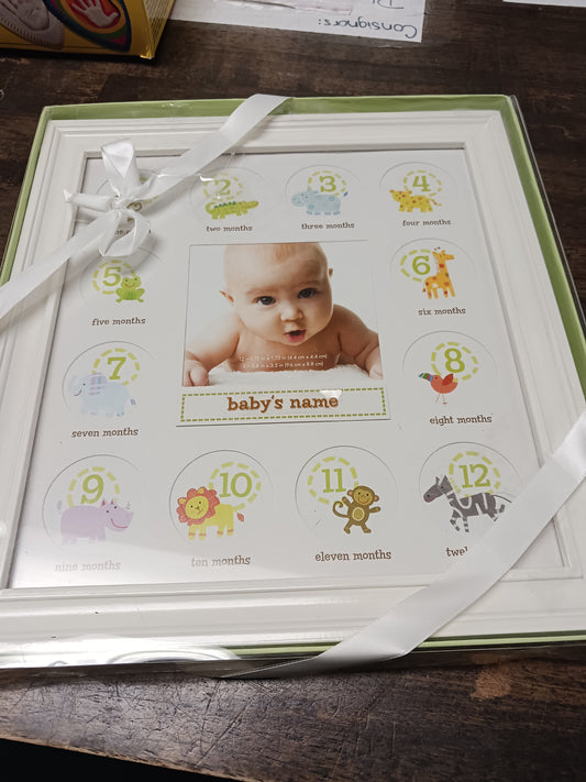 white Stepping Stones Baby Picture Frame by the Month