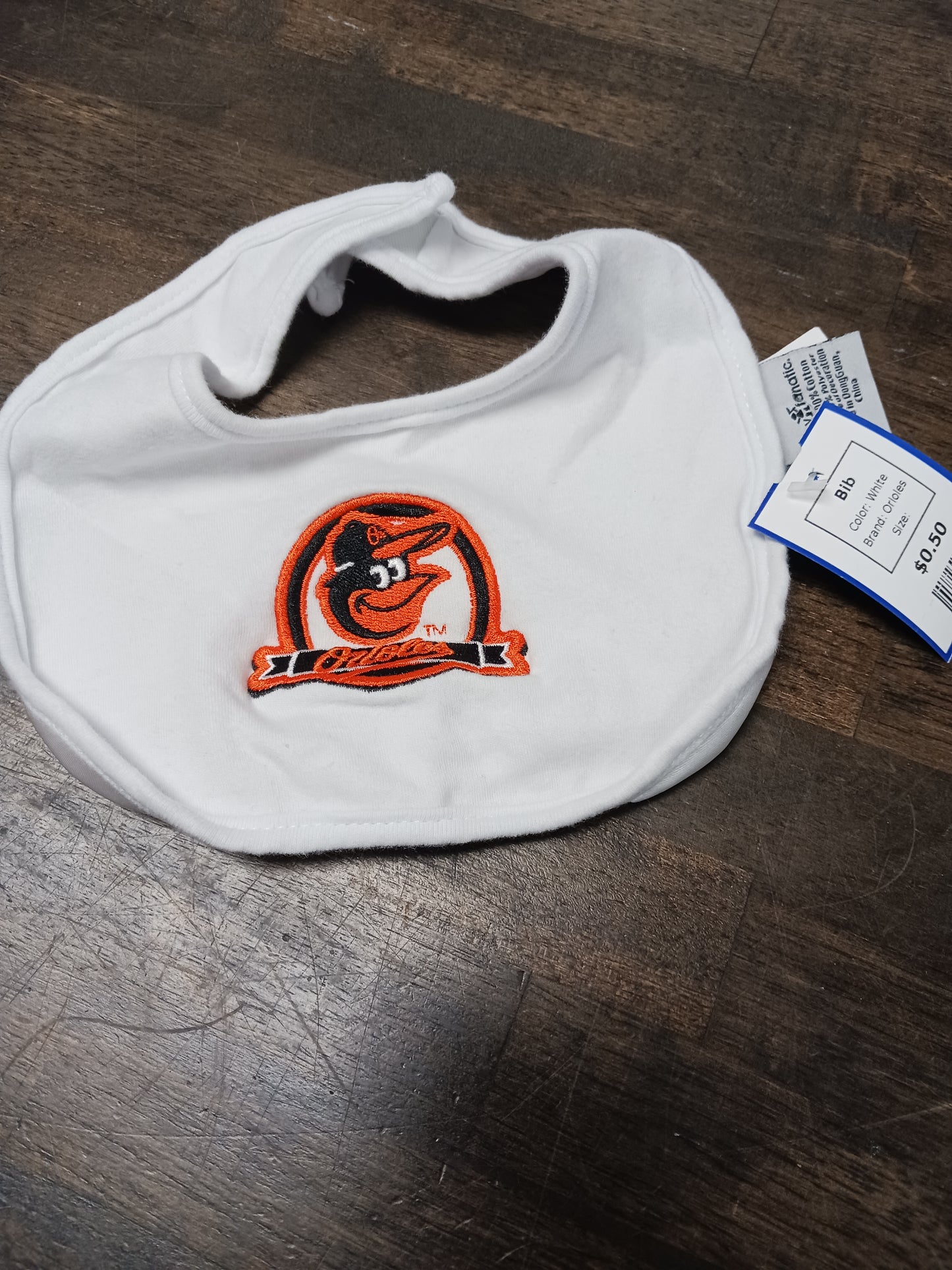 White Orioles Bib
