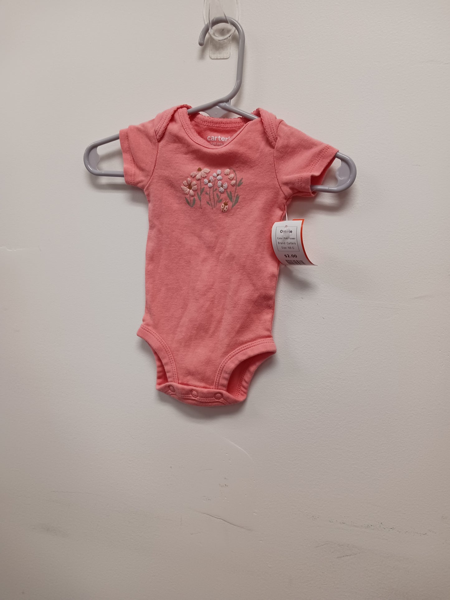 Pink Flower Carters Onesie, NB G