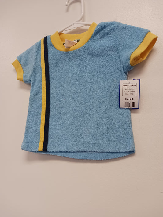 blue Panda Bear Stripe Tshirt, 2T B