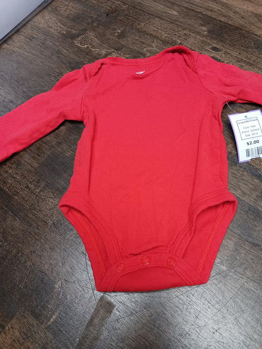 Red Carters Longsleeve Onesie, 3M G