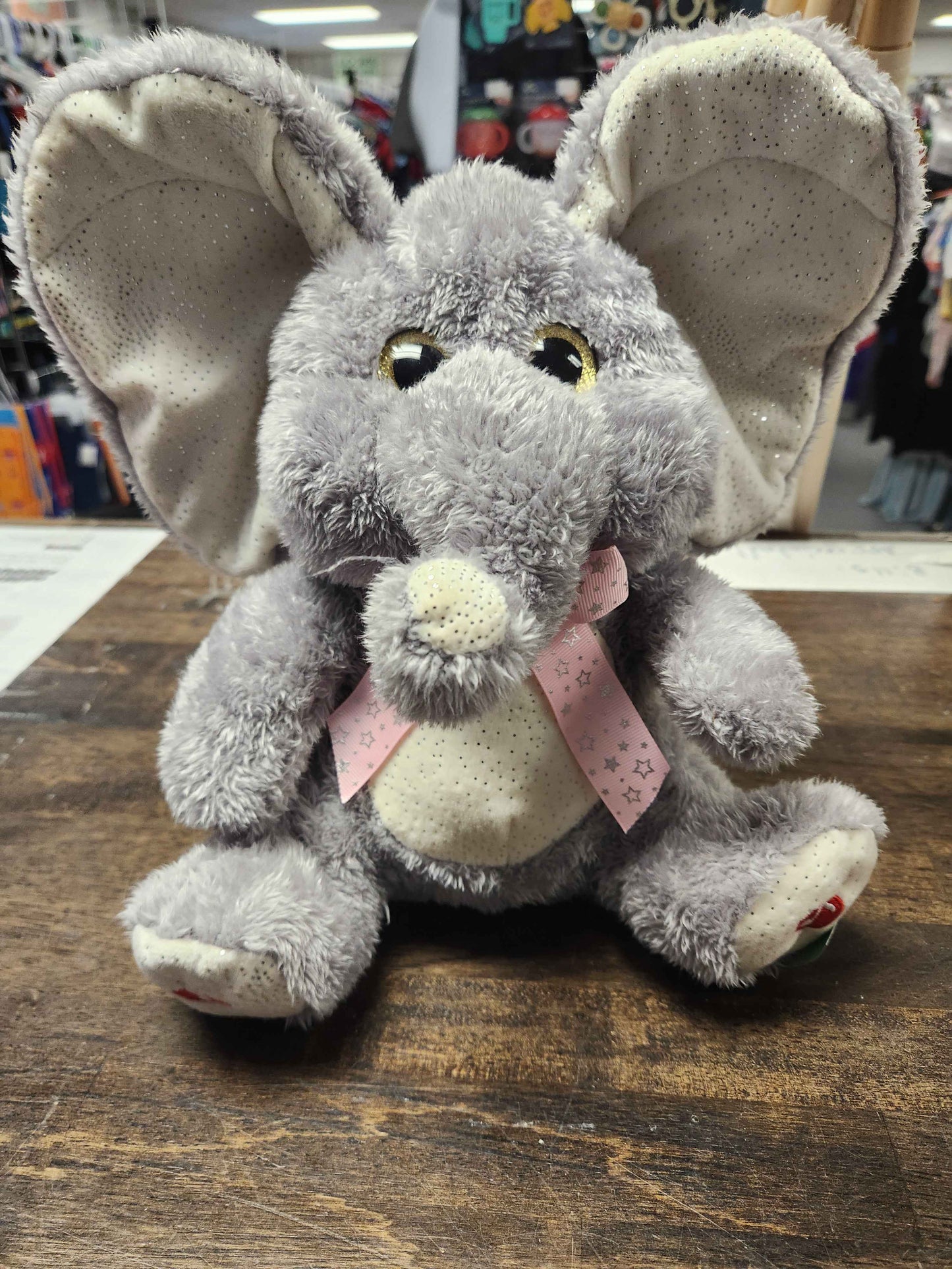 Grey/White  Plush Peek A Boo Elephant
