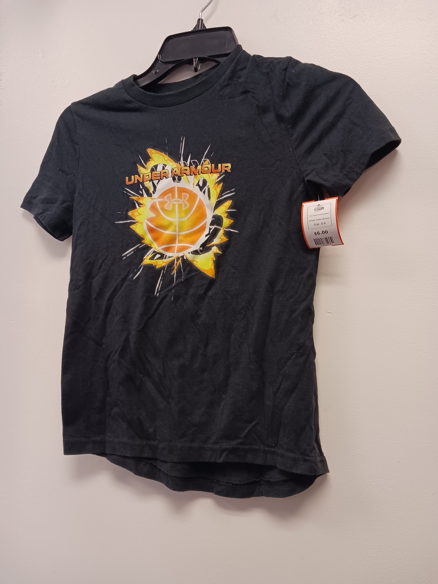 Black/Orange Basketball Under Armour Shirt, 6 B