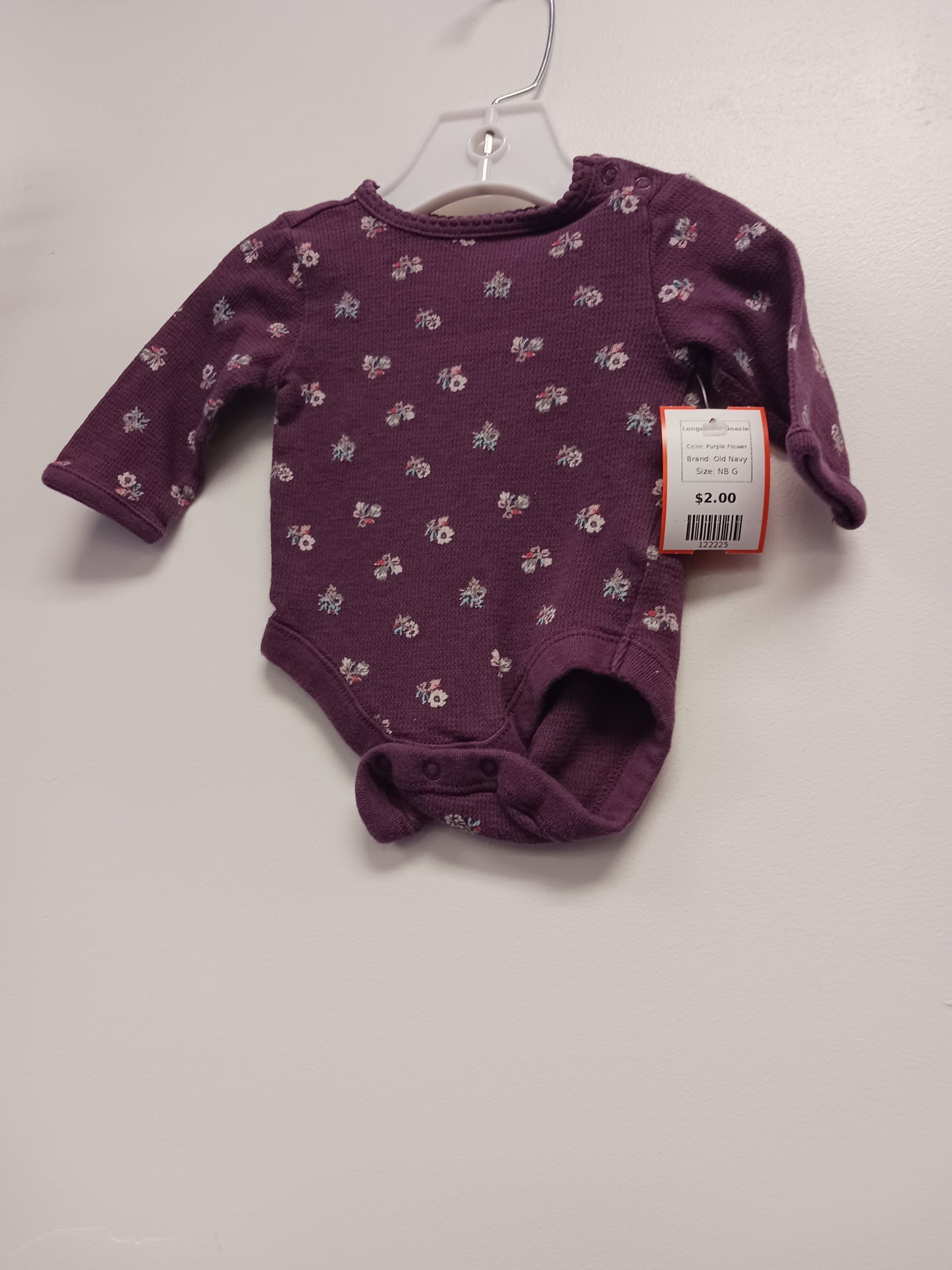 Purple Flower Old Navy Longsleeve Onesie, NB G