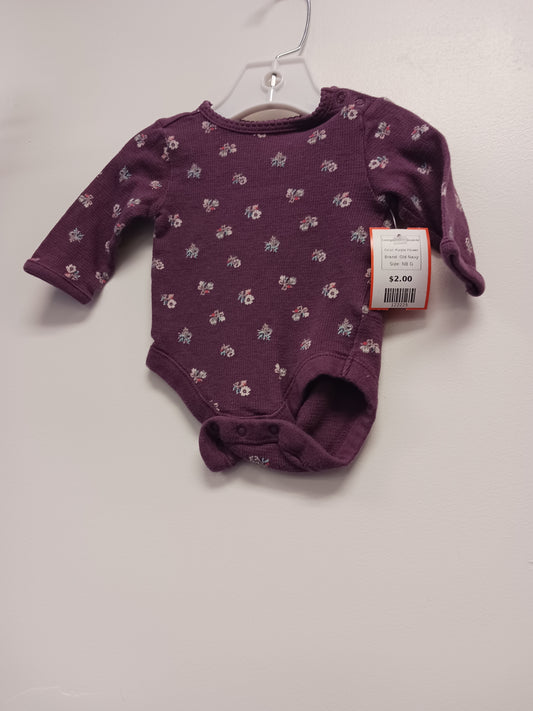 Purple Flower Old Navy Longsleeve Onesie, NB G