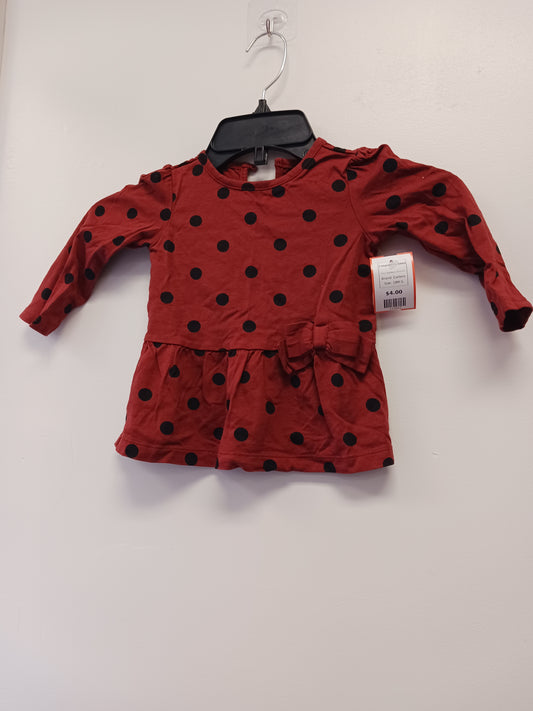 Red/Black Polka Dot Carters Longsleeve Shirt, 18M G