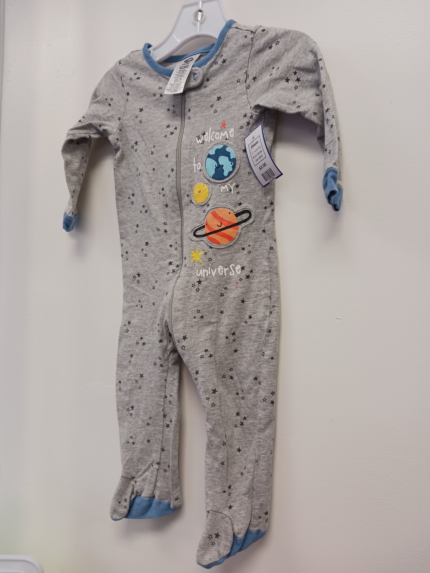 Grey/Blue Space Gerber Sleeper, 6M B