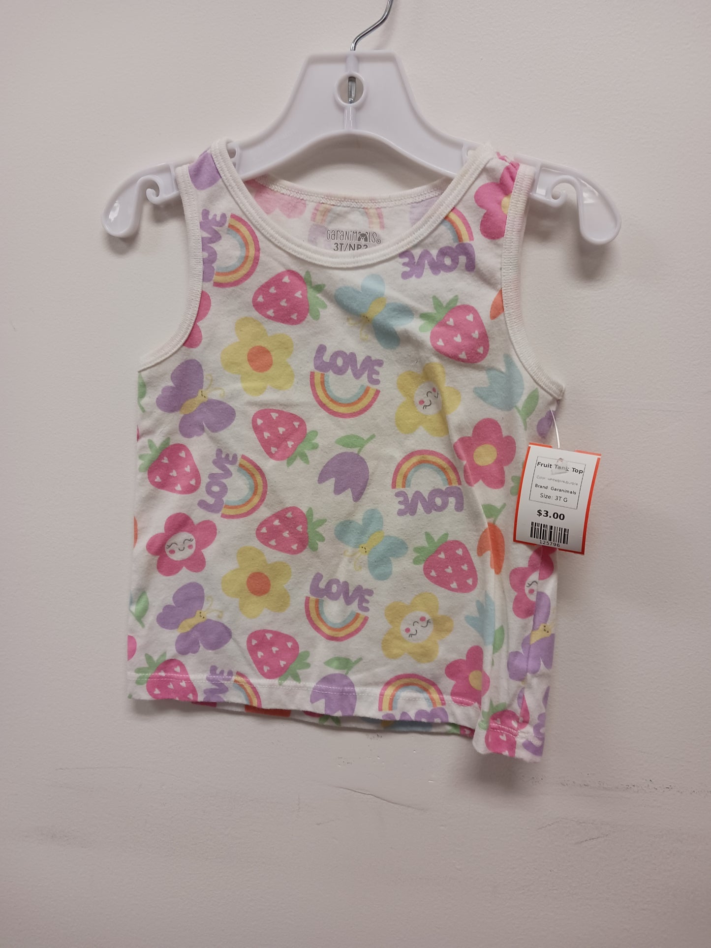 white/pink/purple Garanimals Fruit Tank Top, 3T G